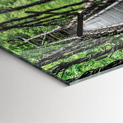 Glass wall clock square Suspension bridge