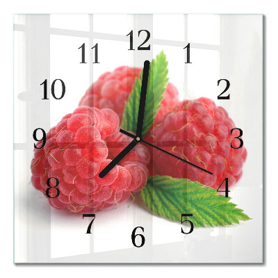 Glass wall clock square Raspberries