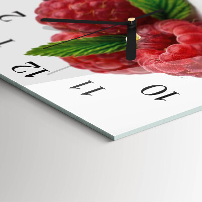 Glass wall clock square Raspberries