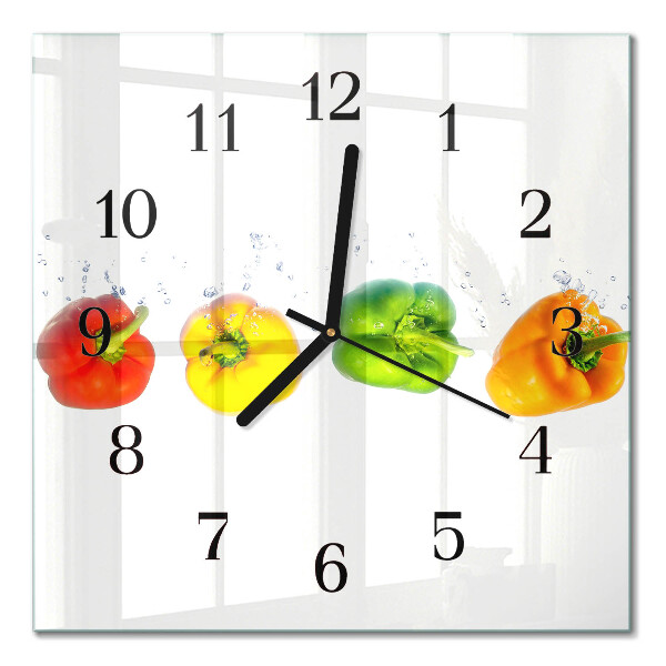 Glass clock square Pepper