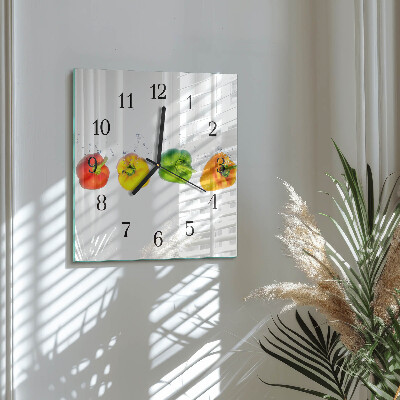 Glass clock square Pepper