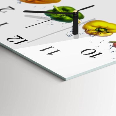 Glass clock square Pepper