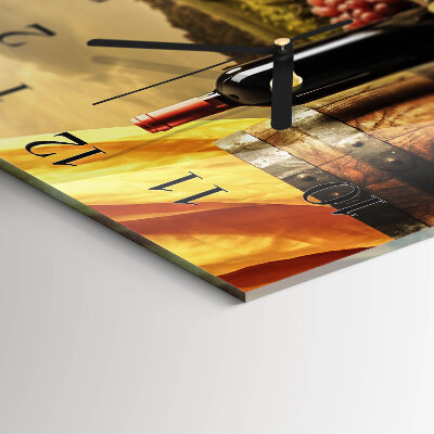 Glass wall clock square A barrel of wine
