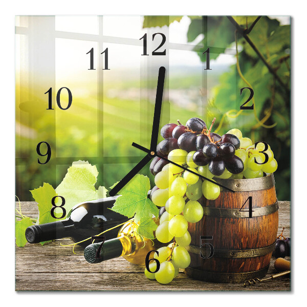 Glass clock square Grape wine