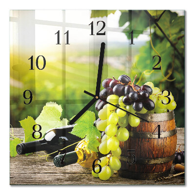 Glass clock square Grape wine