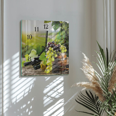 Glass clock square Grape wine