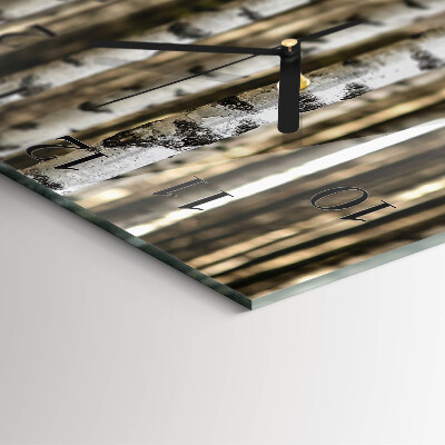 Glass wall clock square Birches