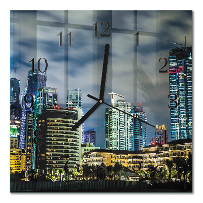 Square kitchen clock Night city