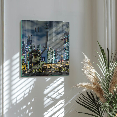 Square kitchen clock Night city