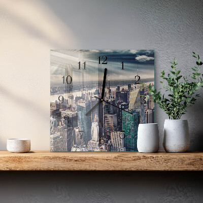 Glass wall clock square City