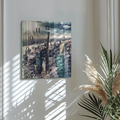 Glass wall clock square City