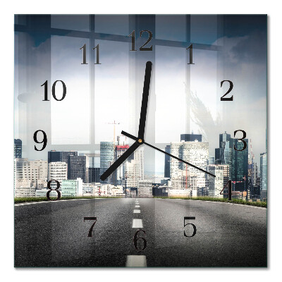 Glass clock square Road to the city