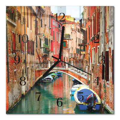 Glass wall clock square Venice