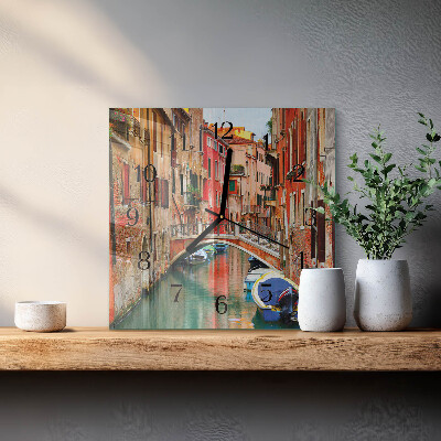 Glass wall clock square Venice