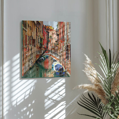 Glass wall clock square Venice