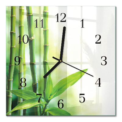 Glass clock square Bamboo