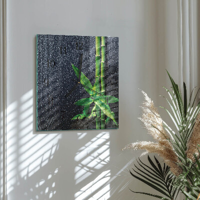 Square wall clock Drops and bamboo