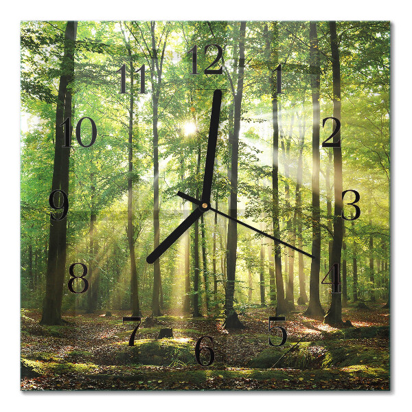 Glass clock square Forest nature