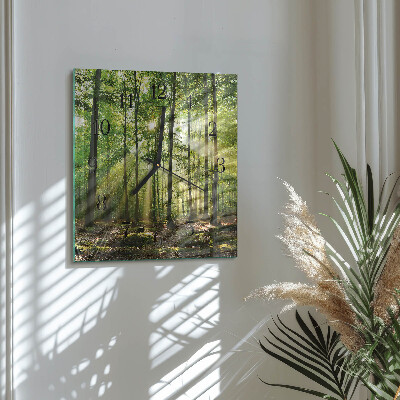 Glass clock square Forest nature