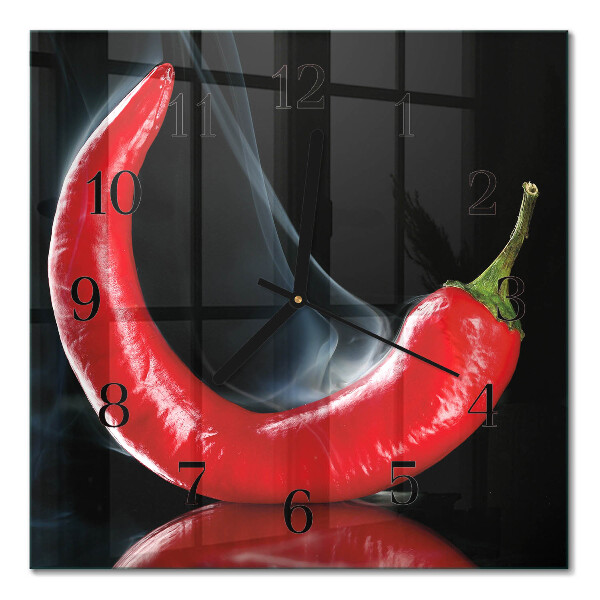 Square kitchen clock Chili pepper