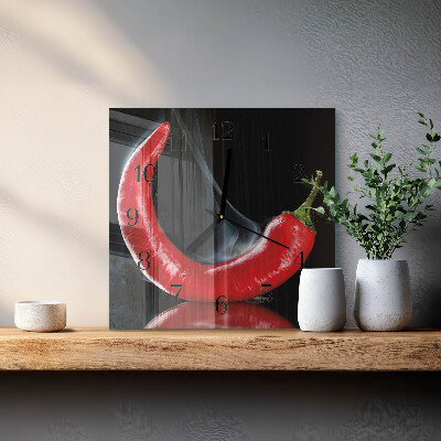 Square kitchen clock Chili pepper