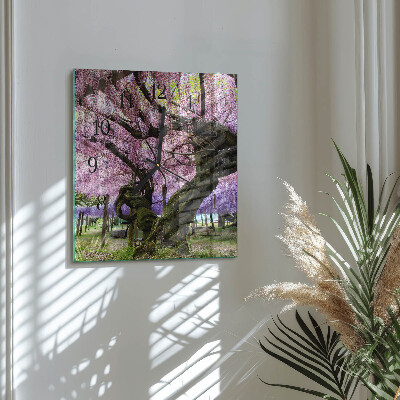 Glass clock square Trees