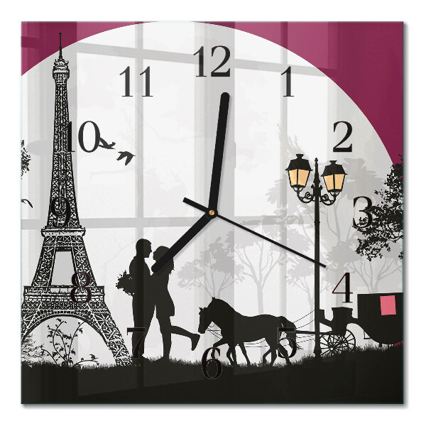 Square wall clock Love of Paris