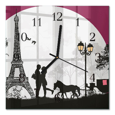 Square wall clock Love of Paris