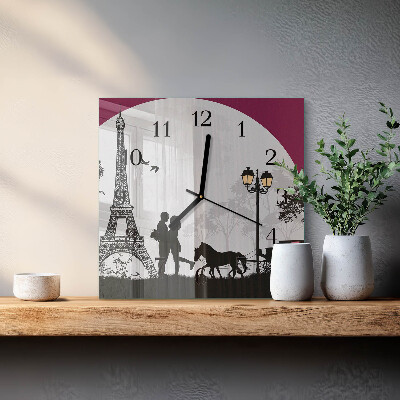 Square wall clock Love of Paris