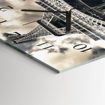 Glass wall clock square Eiffel Tower