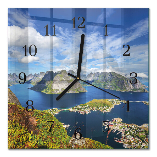 Square wall clock Mountains