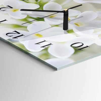 Glass clock square Flowers