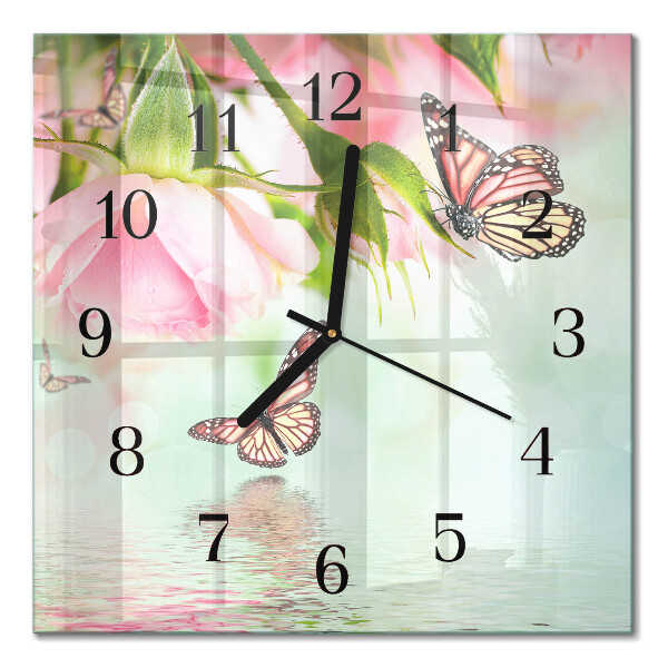 Square wall clock Butterflies