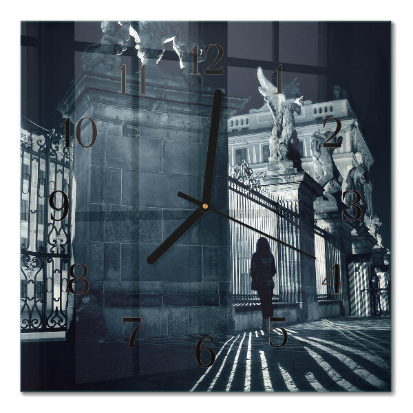 Glass wall clock square Hradčany