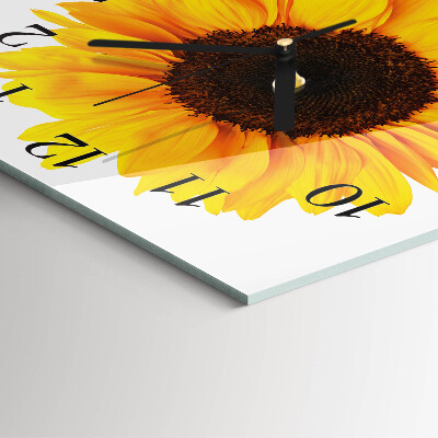 Glass wall clock square Sunflower
