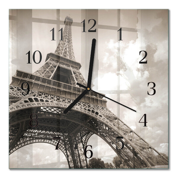 Glass wall clock square Paris