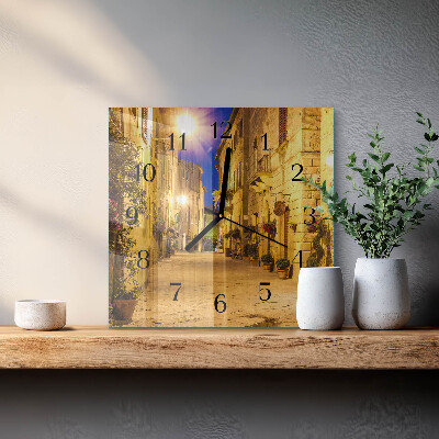Square wall clock Street at night