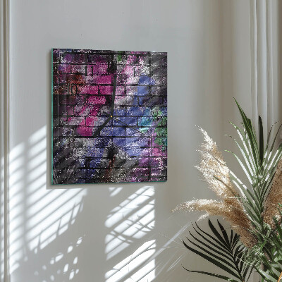 Glass wall clock square Brick