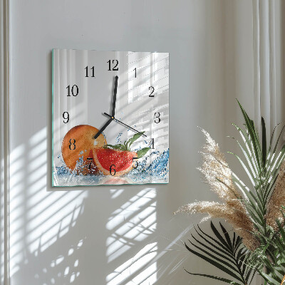 Glass clock square Grapefruit