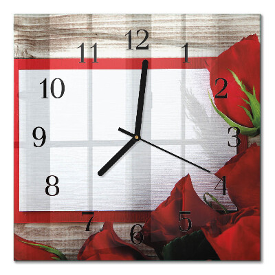 Square kitchen clock Roses