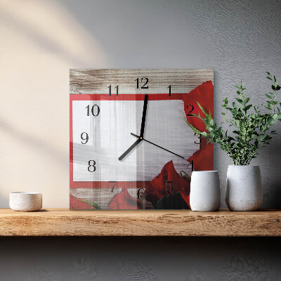 Square kitchen clock Roses