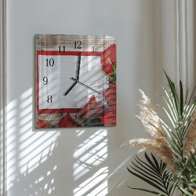 Square kitchen clock Roses