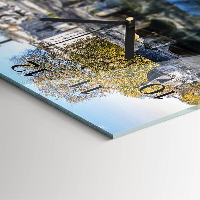 Glass wall clock square Bridge