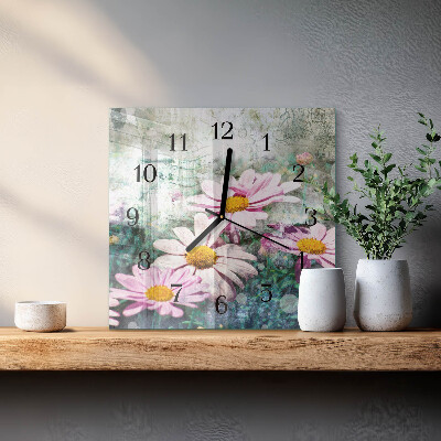 Square kitchen clock Flowers