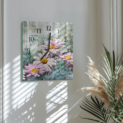 Square kitchen clock Flowers