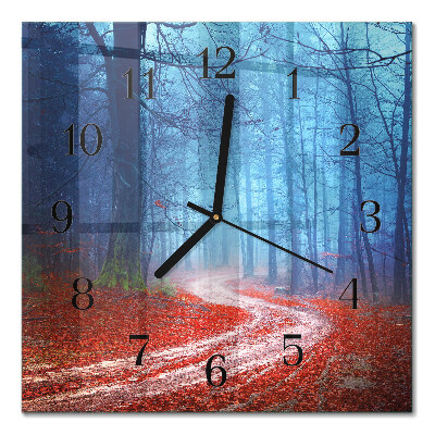 Square kitchen clock Forest path