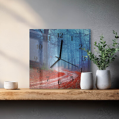 Square kitchen clock Forest path