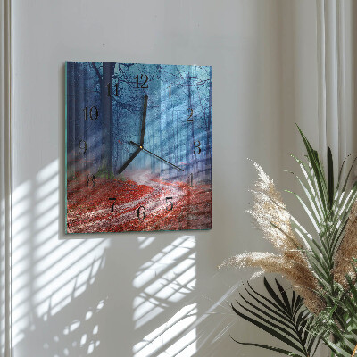 Square kitchen clock Forest path