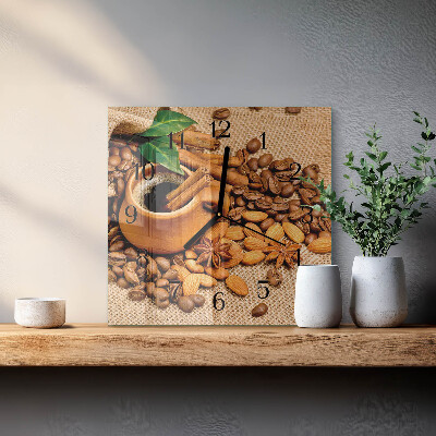 Square wall clock Cinnamon almonds