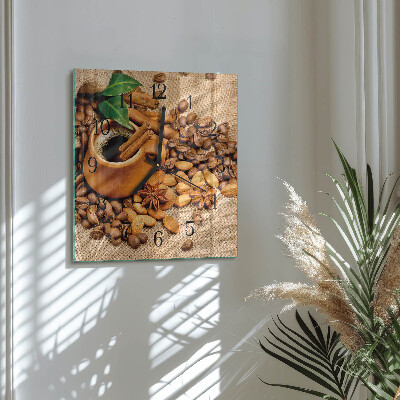 Square wall clock Cinnamon almonds